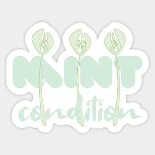 Abstract White Tulips Mint Green Sticker